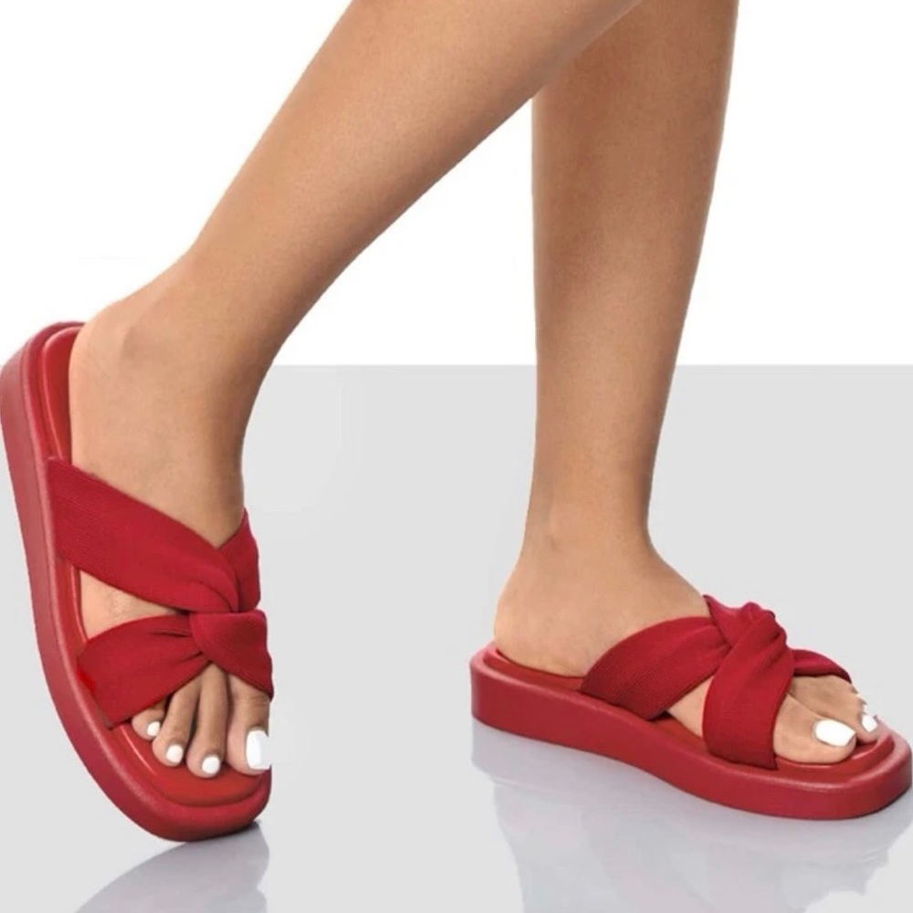 Twist Decor Slide Sandals